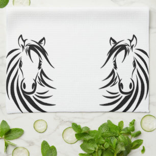 Black Horse Head Tea Towel