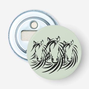 Black Horse Heads Green Bottle Opener