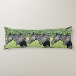 Black Horse Heads Seamless Tiled Pattern Body Cushion