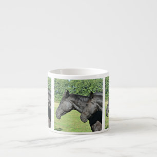 Black Horse Heads Tiled Meadow Wrap Espresso Cup