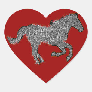 black horse heart sticker