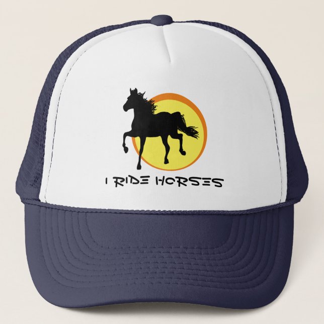 Black Horse & I ride Horses / Horticulture Trucker Hat (Front)