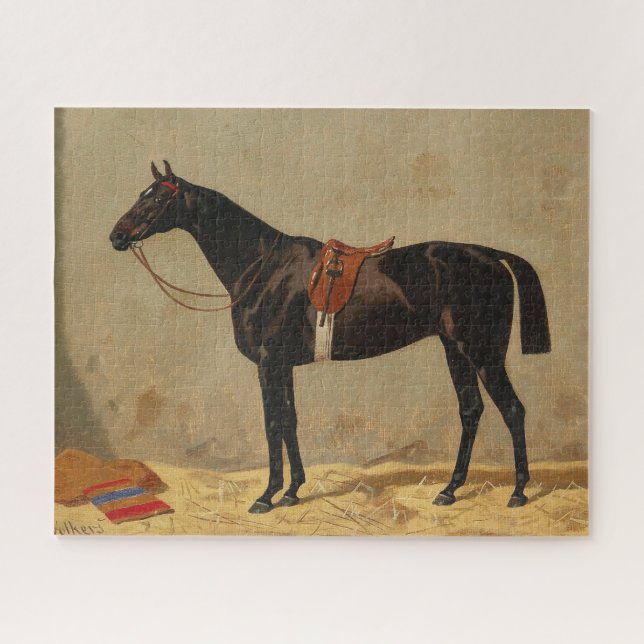 Black Horse in Stable | Emil Volkers Jigsaw Puzzle (Horizontal)