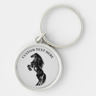 Black Horse Keychain with Custom Text