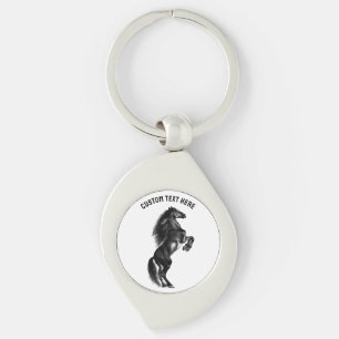 Black Horse Keychain with Custom Text