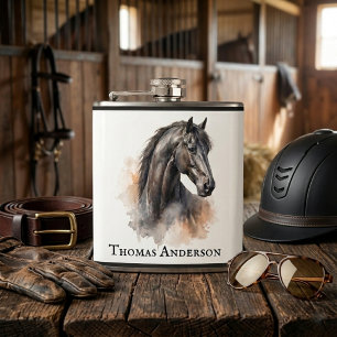 Black Horse Lover Personalised Bachelor Party Gift Hip Flask