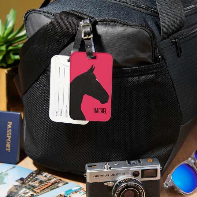 Black Horse Luggage Tag (Front & Back)