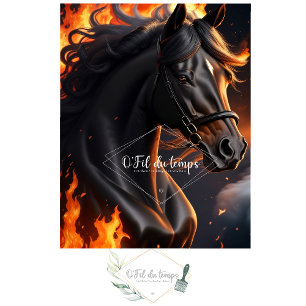 Black Horse on Fire v1 decoupage Tissue Paper