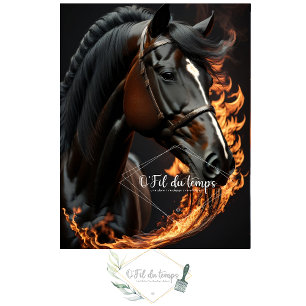 Black Horse on Fire v2 decoupage Tissue Paper