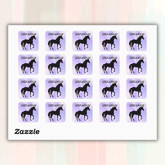 Black Horse on lilac - monogram | Square Sticker (Creator Uploaded)