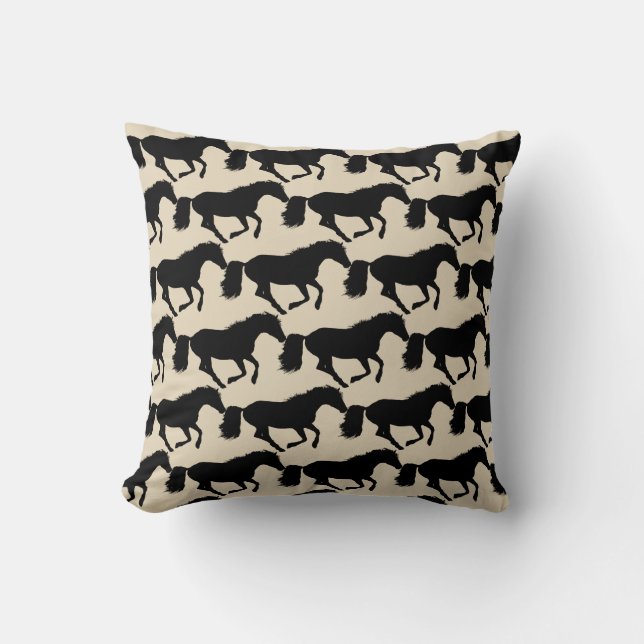 Black horse or pony cushion (Front)