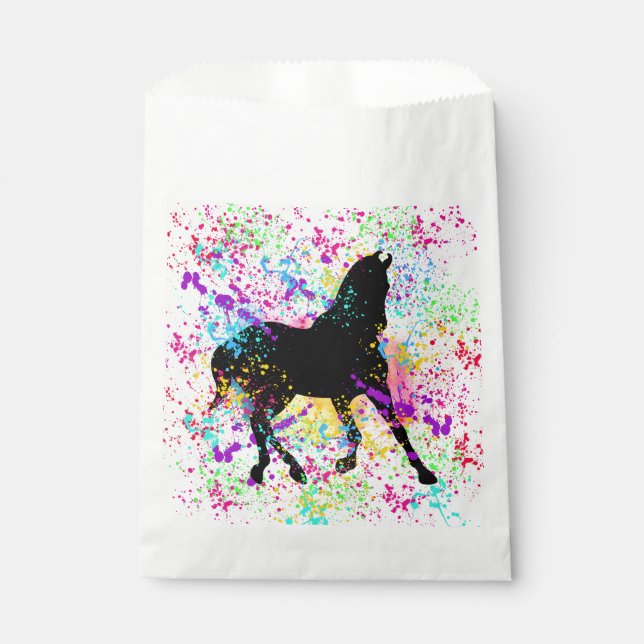 Black Horse Paint Splatter  Favour Bag (Front)