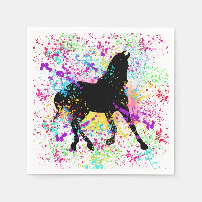 Black Horse Paint Splatter    Napkin (Front)