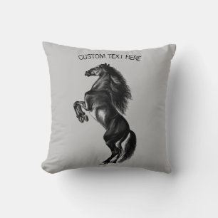 Black Horse Pillow with Custom Text and Colour