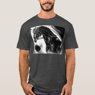 Black horse portait charcoal drawing T-Shirt