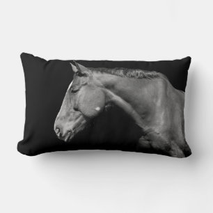 Black horse - portrait lumbar cushion