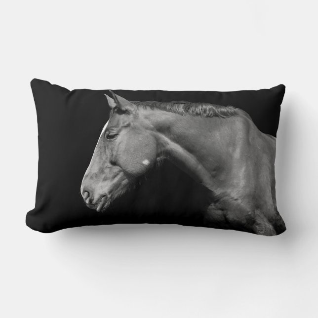 Black horse - portrait lumbar cushion (Front)