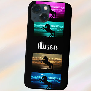 Black Horse Purple, Blue, Teal, Golden Sky & Water iPhone 13 Mini Case