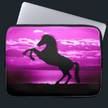 Black Horse Purple Sky and Water  Laptop Sleeve<br><div class="desc">Black Horse Rearing Purple Sky and Water</div>