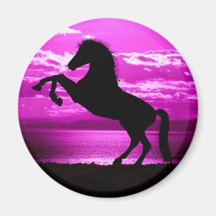 Black Horse Purple Sky and Water      Magnet