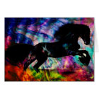 Black Horse Running Though Abstract Fire