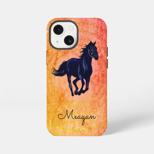 Black Horse Rustic Sparkle   iPhone Case (Back)