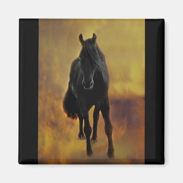 Black Horse Silhouette Magnet (Front)
