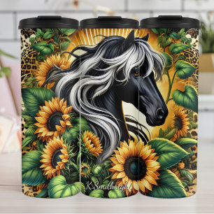 Black Horse Sunflower Leopard Grace Thermal Tumbler