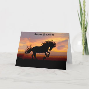 Black Horse Sunset Greeting Card Across the Miles