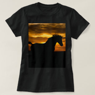 Black Horse Sunset Silhouette T-Shirt
