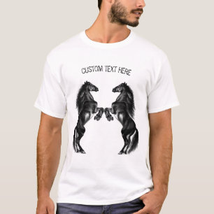 Black Horse T-Shirt with Custom Text