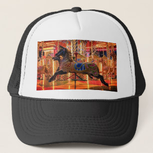 Black horse trucker hat