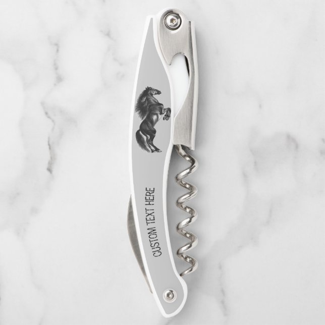 Black Horse Waiter's Corkscrew with Custom Text (Back)