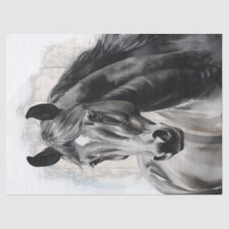 Black Horse Watercolor Decoupage Tissue Paper