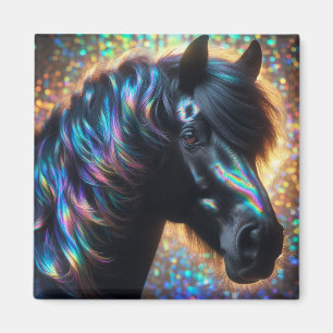 Black Horse with Iridescent Mane Magnet