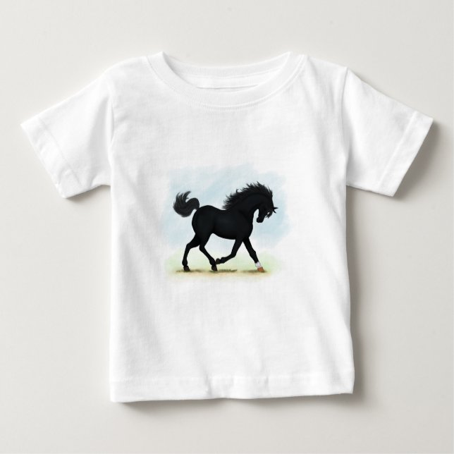 Black Horse with Star & Sock (Black Beauty) Baby T-Shirt (Front)
