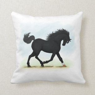 Black Horse with Star & Sock (Black Beauty) Cushion