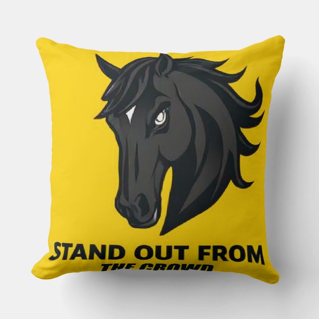 Black Horse With Text Stand Out From The Crowd Cushion (Front)