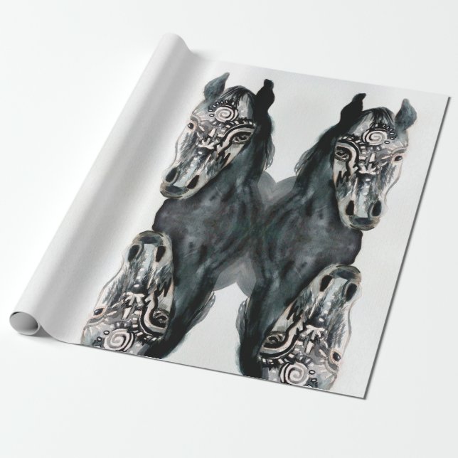 Black Horse Wrapping Paper (Unrolled)