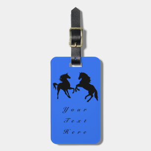 Black Horses  + Add Your Text / Name - Luggage Tag