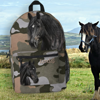 Black Horses Camo Name Backpack