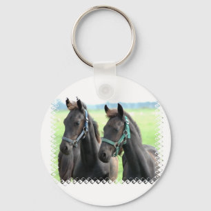 Black Horses Design Keychain