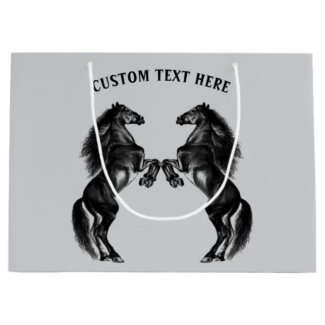 Black Horses Gift Bag Personalised Custom Text (Front)