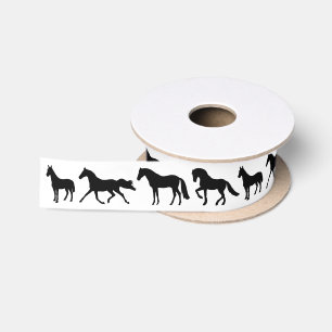 Black Horses Horse Rider Birthday Cake Satin Ribbon