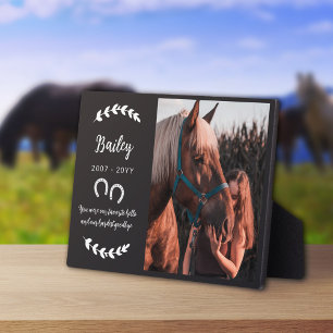 Black Horseshoes Greenery Photo Horse Memorial Plaque