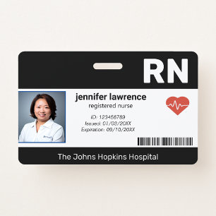 black   Hospital Medical Employee Photo ID Badge