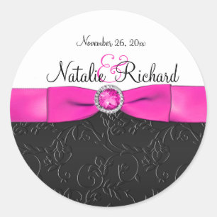 Black, Hot Pink, and White 1.5" Round Sticker