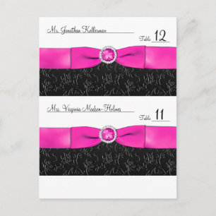 Black, Hot Pink and White Customisable Placecards Postcard