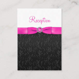 Black, Hot Pink and White Reception Card