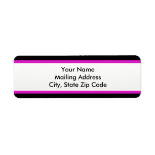 Black, Hot Pink, and White Return Address Label